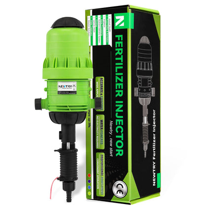 Newtry fertilizer injector front view for drip irrigation showing compact design