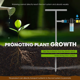 NEWTRY root feeder waterer attached to fertilizer bottle enables on-site feeding
