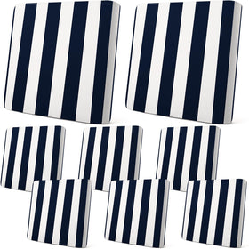 Newwiee 8pc navy stripe cushion covers fit patio cushions securely.