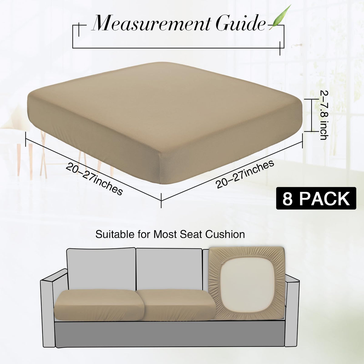 Newwiee stretched-fit cushion cover closeup shows soft, durable fabric