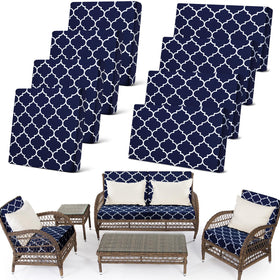 Newwiee 8pcs stretch patio cushion covers navy display snug fit and waterproof protection