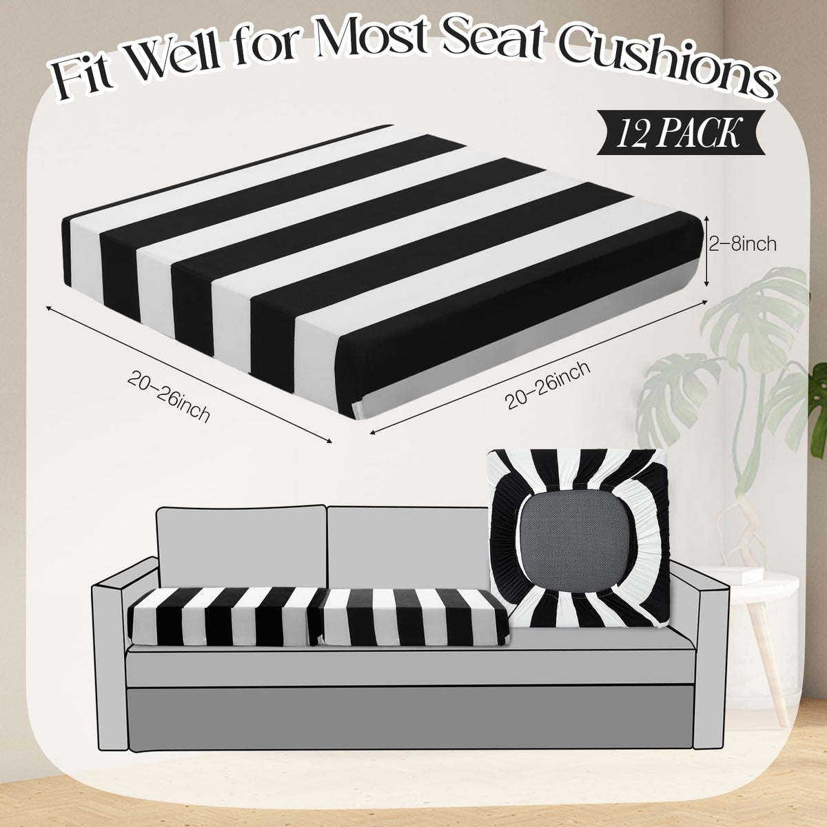 Newwiee striped cushion cover, black and white, refreshes decor.