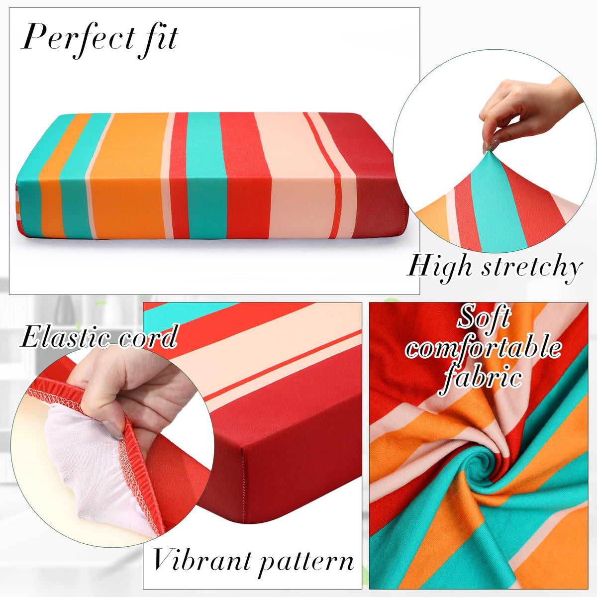 Newwiee colorful stripe cushion cover on sofa for stylish protection