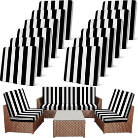 Newwiee patio stretch cushion cover in black-white stripes provides durable outdoor protection.