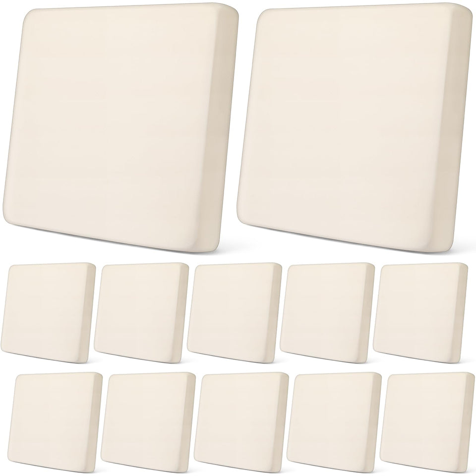 Newwiee stretch cushion cover beige back view protects cushions from wear.