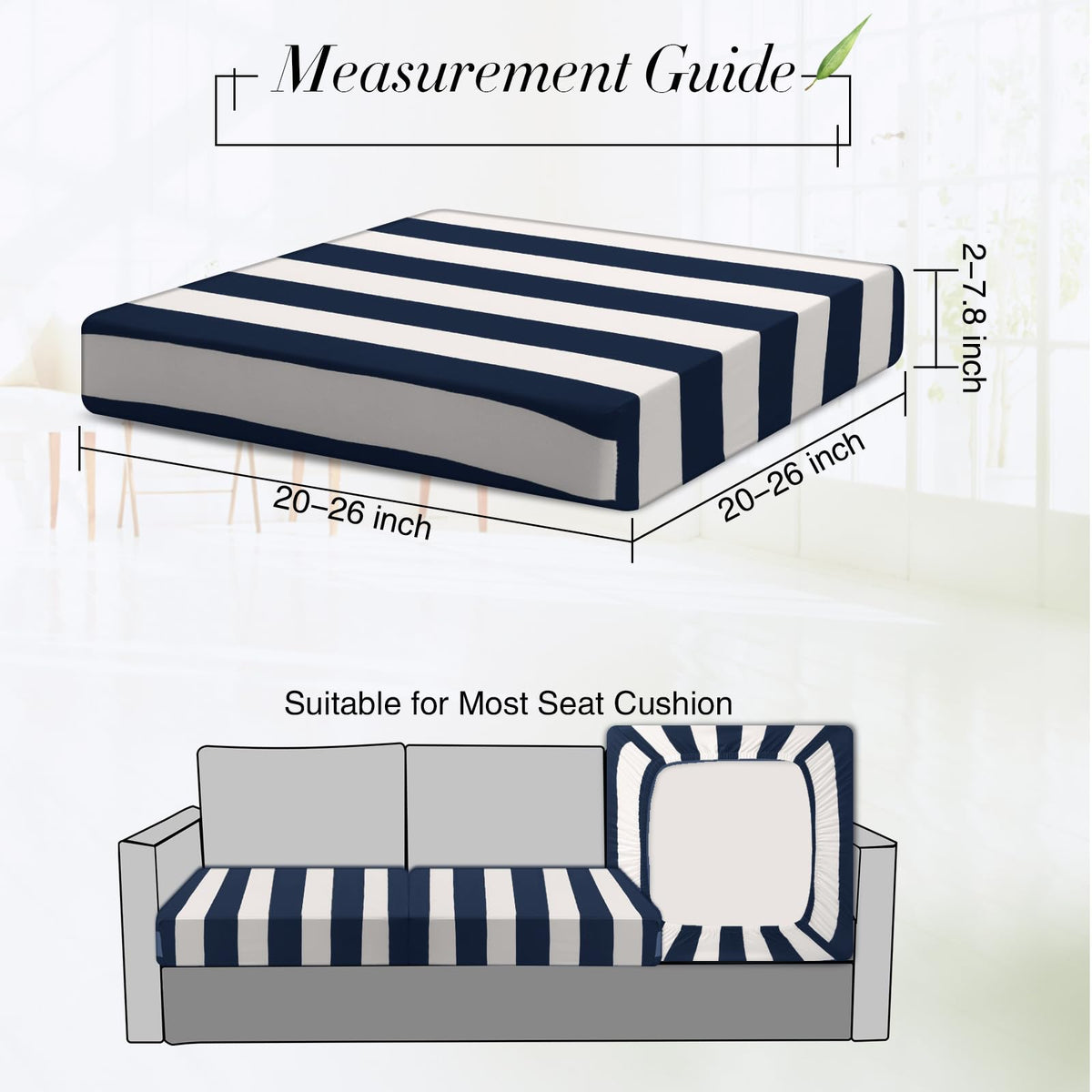 Newwiee navy stripe outdoor cushion cover adds style and protection.
