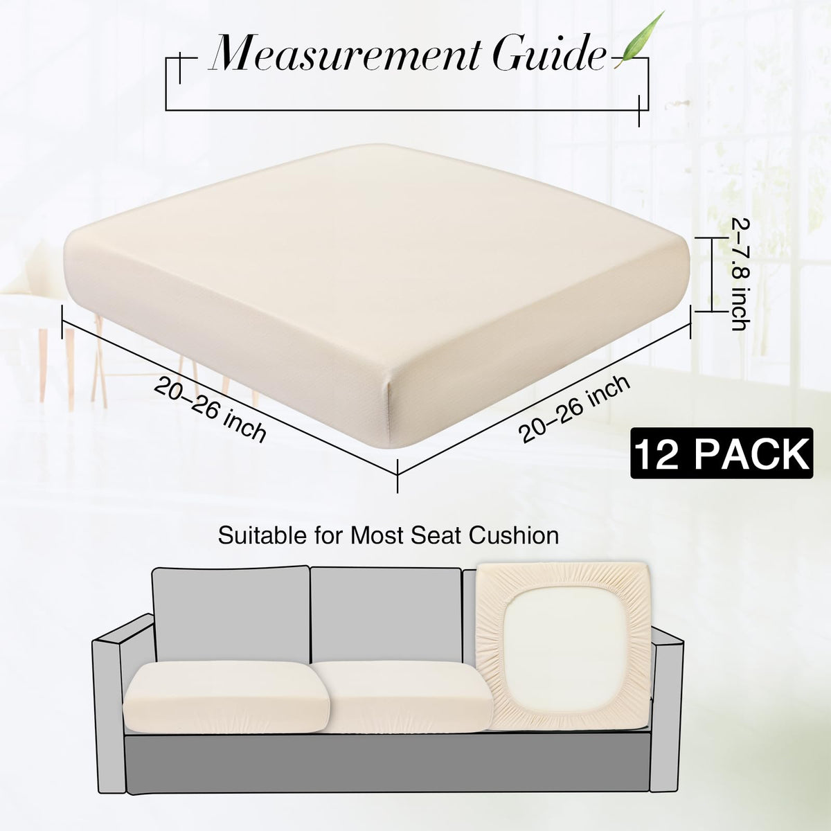 Newwiee waterproof cushion cover close-up shows wrinkle-free fabric.