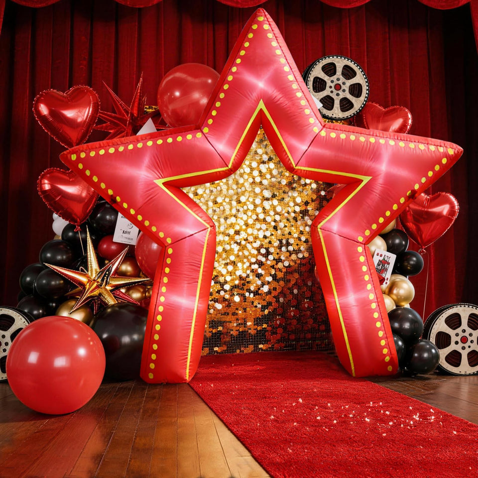 NEXAGEBIUS star arch 10ft lit elevates movie nights with a festive entrance.