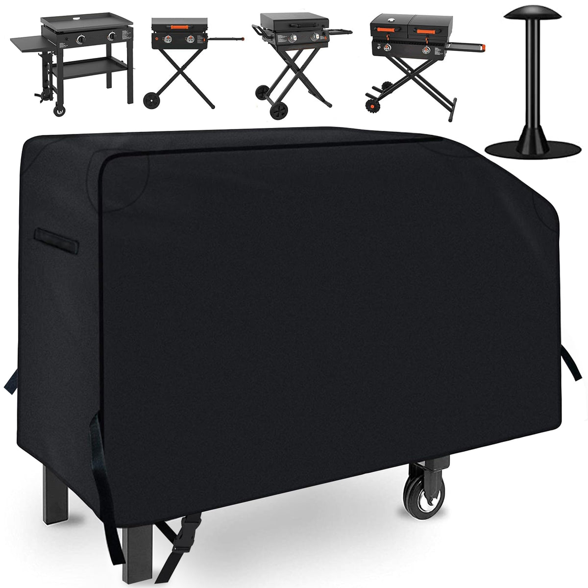 NEXCOVER 28-inch griddle cover front view protects a Blackstone setup from rain.