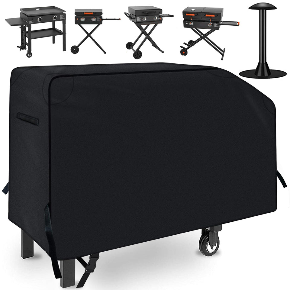 NEXCOVER 28-inch griddle cover front view protects a Blackstone setup from rain.