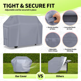 NEXCOVER 60-inch BBQ cover with handles and straps for secure fitting.