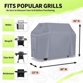 NEXCOVER 60-inch BBQ cover close-up of waterproof fabric for outdoor protection.