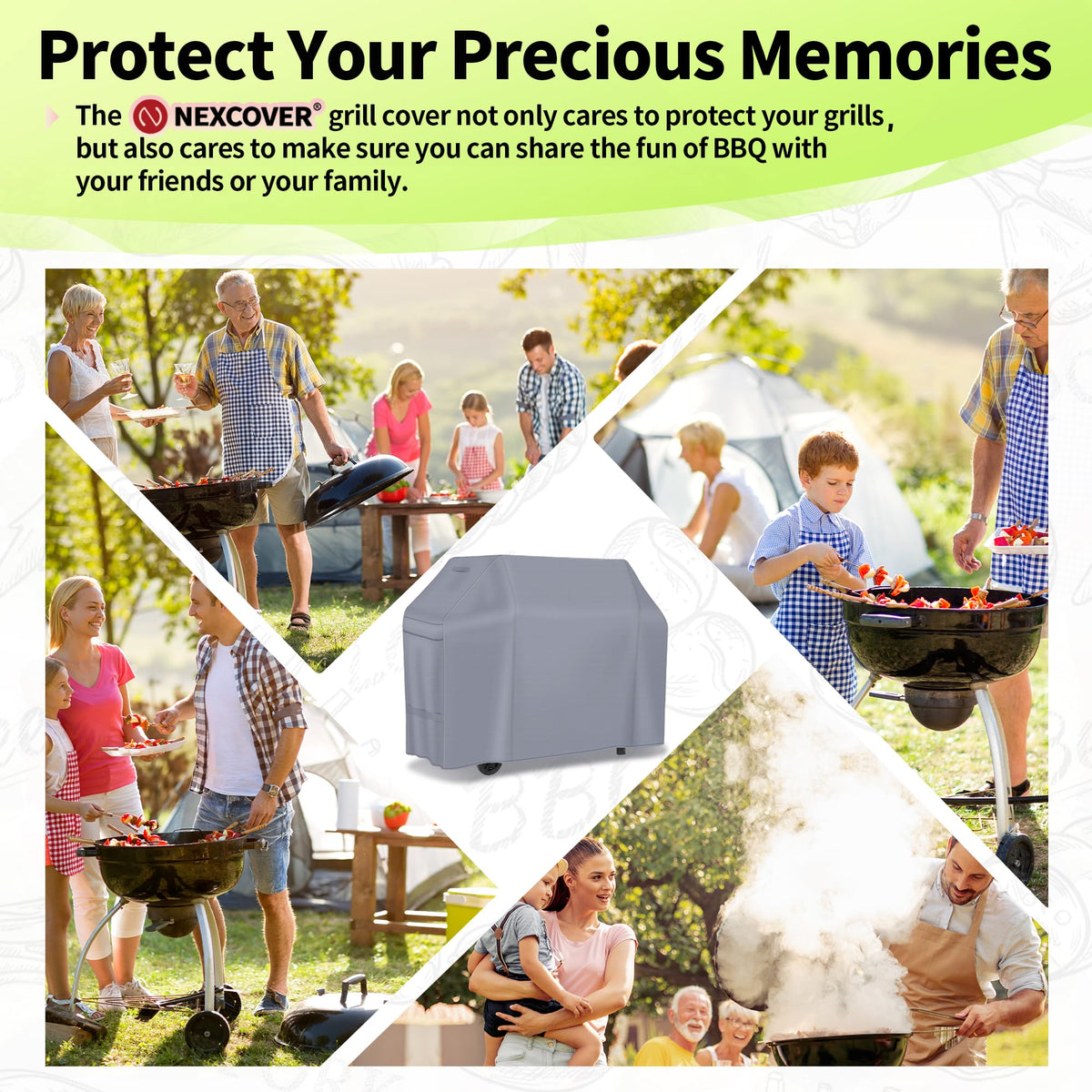 NEXCOVER 60-inch BBQ cover fits multiple brands for versatile protection.