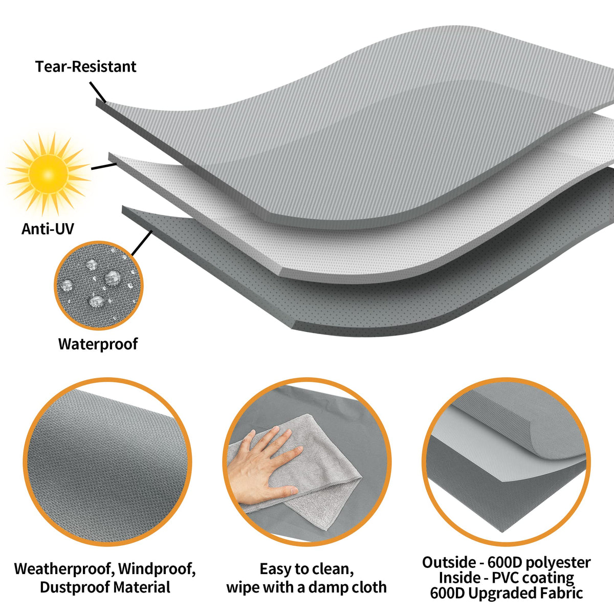 NEXCOVER grill cover with adjustable Velcro strap securing a tight fit.