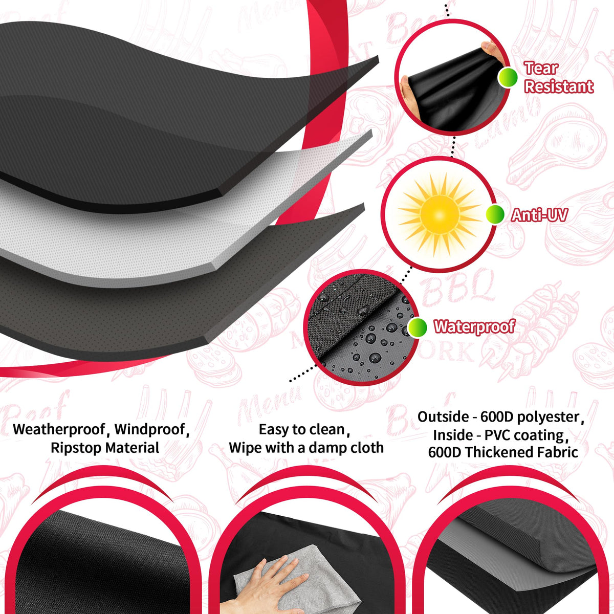 NEXCOVER concealed air vent design helps keep grill dry.