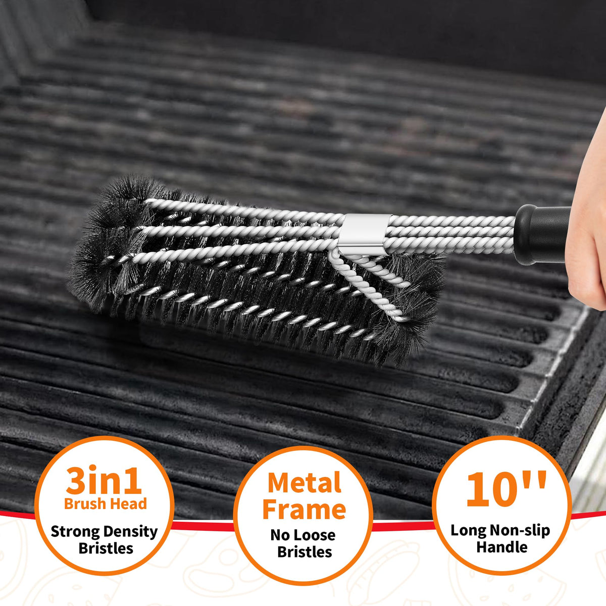 NEXCOVER 3in1 brush heads provide fast, strong cleaning across grates.