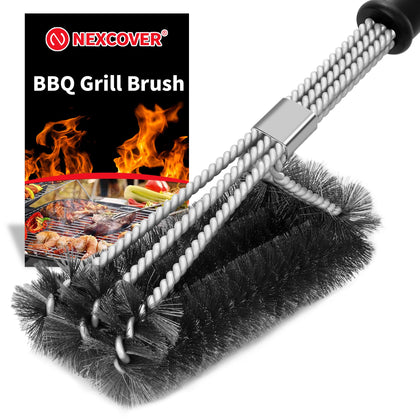 NEXCOVER grill brush 18-inch length for safe, thorough outdoor grill cleaning.