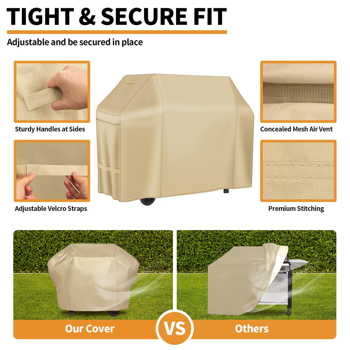 NEXCOVER grill cover with concealed air vents helps keep moisture out