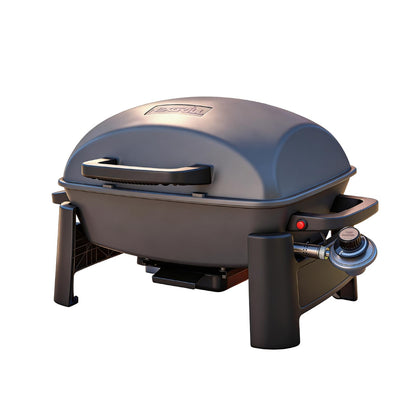 Nexgrill 1-Burner table top grill with piezo ignition for quick lighting.