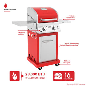 Nexgrill Deluxe grill with folded side tables for compact patio storage
