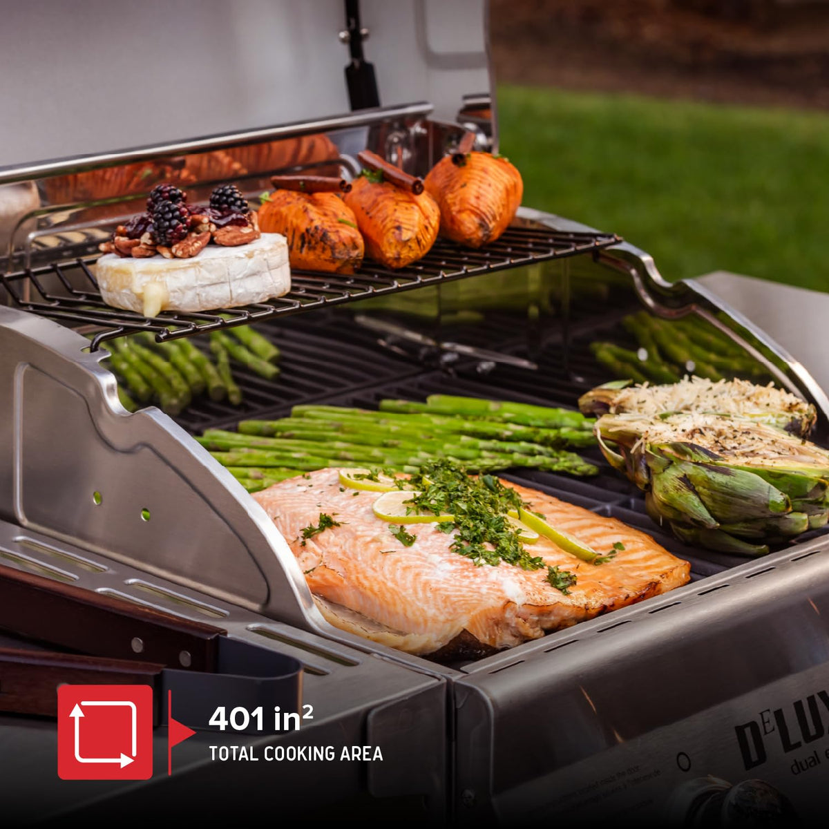 Nexgrill Deluxe porcelain-coated cast iron grates ensure even heat distribution