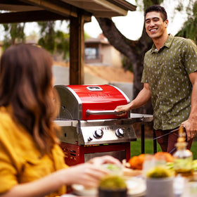 Nexgrill Deluxe stainless steel control panel resists rust and cleans easily