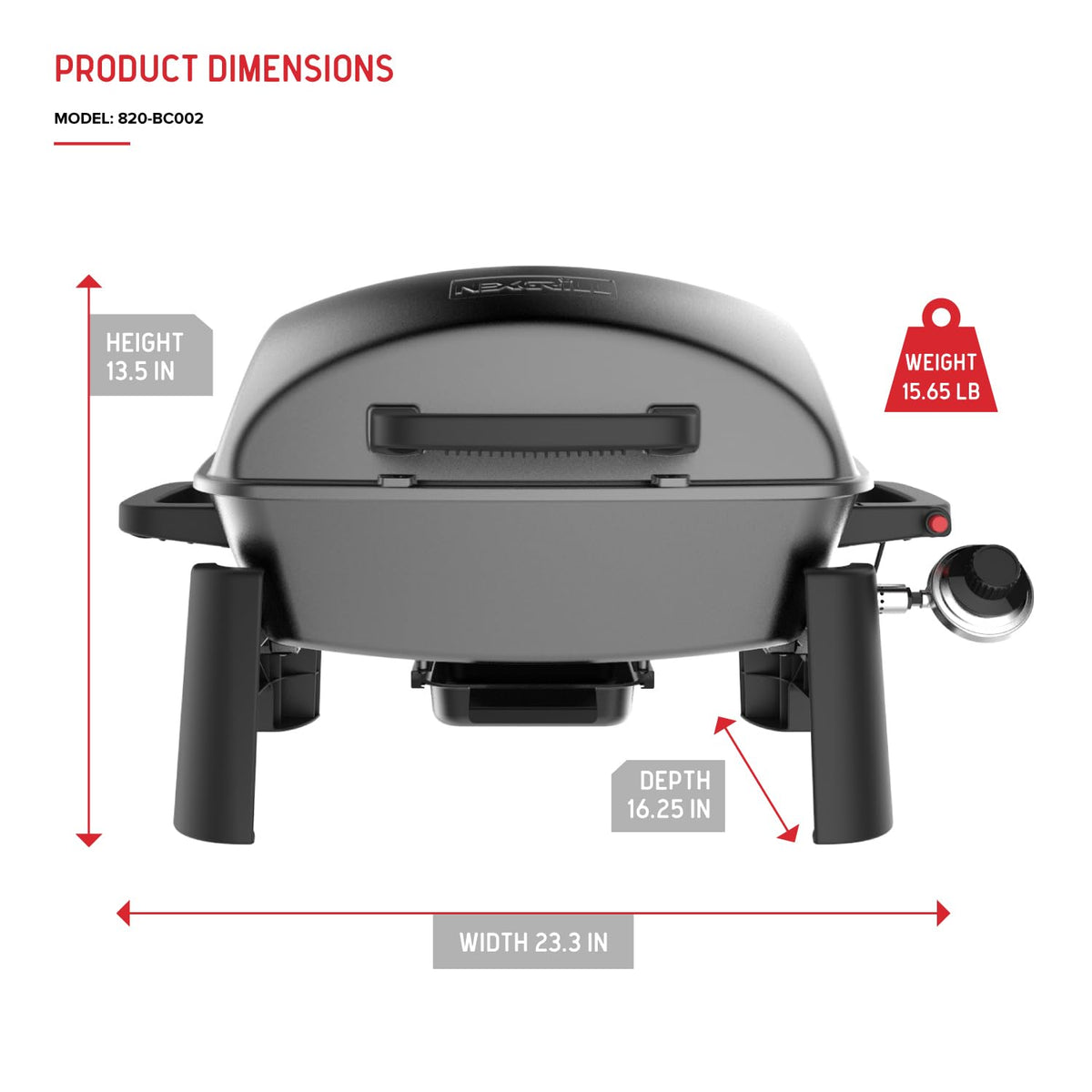 Nexgrill LP-tank compatibility for versatile propane fueling.