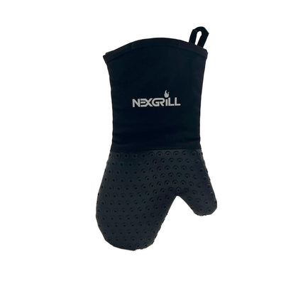 Nexgrill silicone oven mitt in black with a non-slip grip for secure handling.