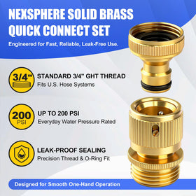 NexSphere brass quick-connect female provides effortless, secure hose attachment.