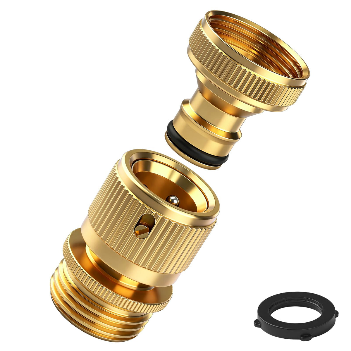 NexSphere brass quick-connect male fitting enables fast, leak-free hose setup.