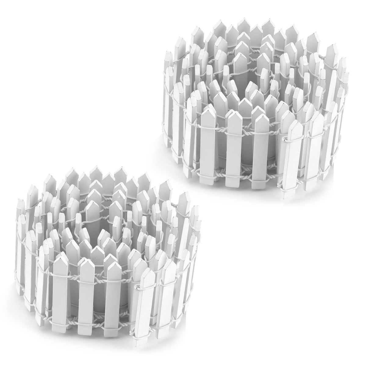 Nextpal 35-inch fairy garden fence with white picket styling for dollhouse dioramas and plant borders.