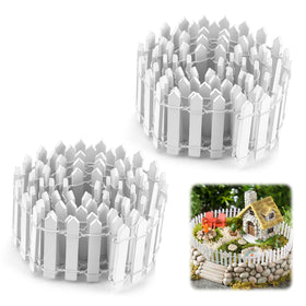 Nextpal white fence section enhances fairy gardens and Christmas tree skirt displays.