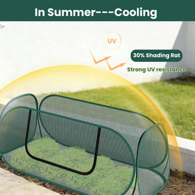 Nexum crop cage fits most raised beds for roomy plant growth.