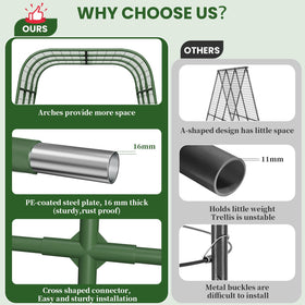 Nexum heavy-duty frame provides stability for vigorous climbing plants