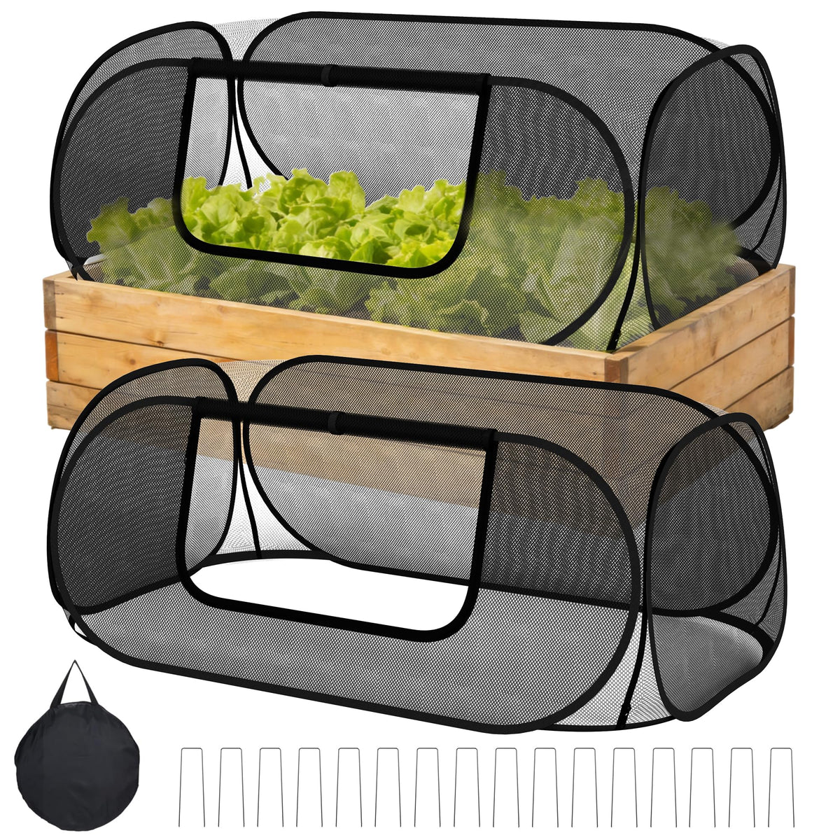 Nexum raised bed cover assembly demonstrates quick setup and sturdy mesh protection for plants