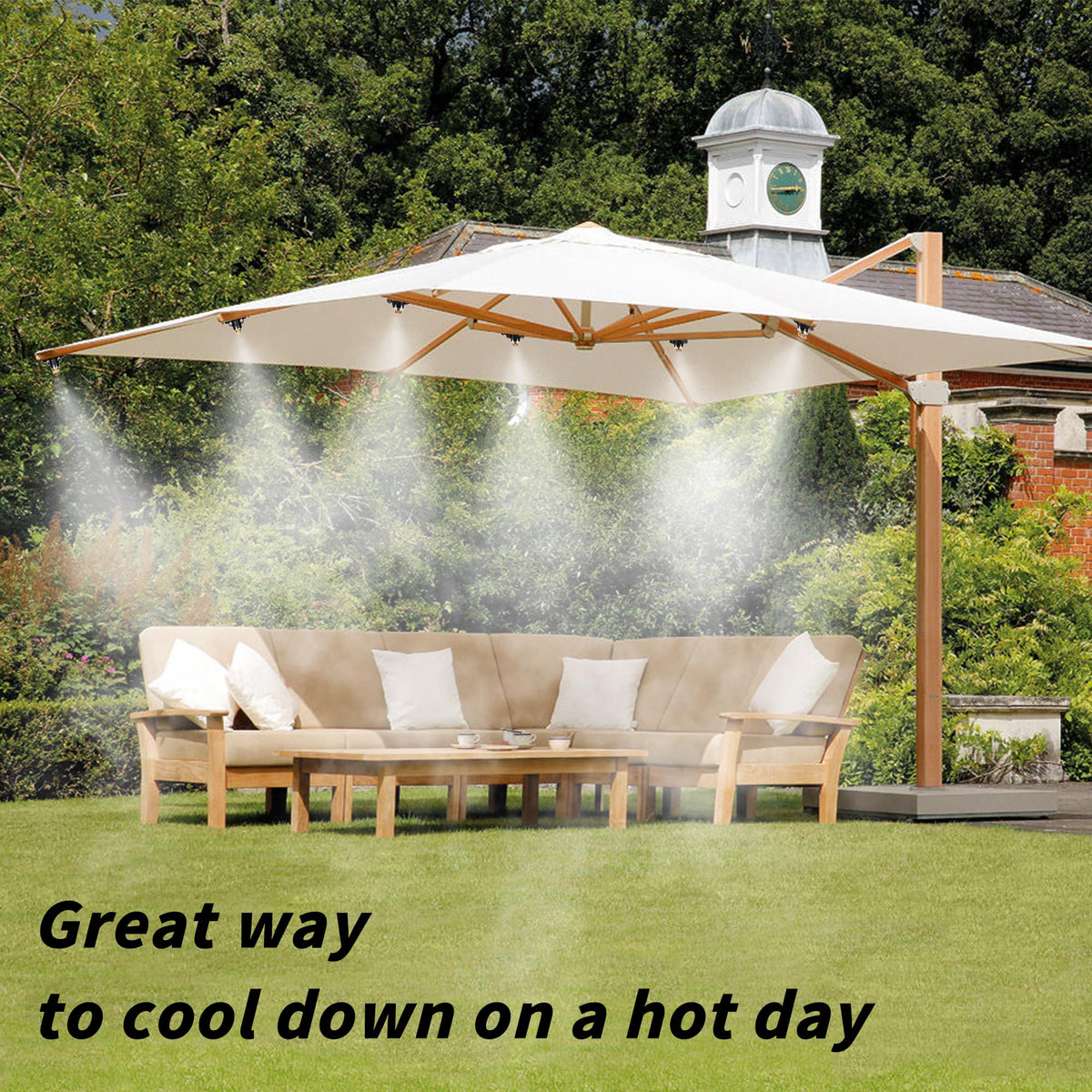 NFAMRZCAR misting system installation on patio or garden