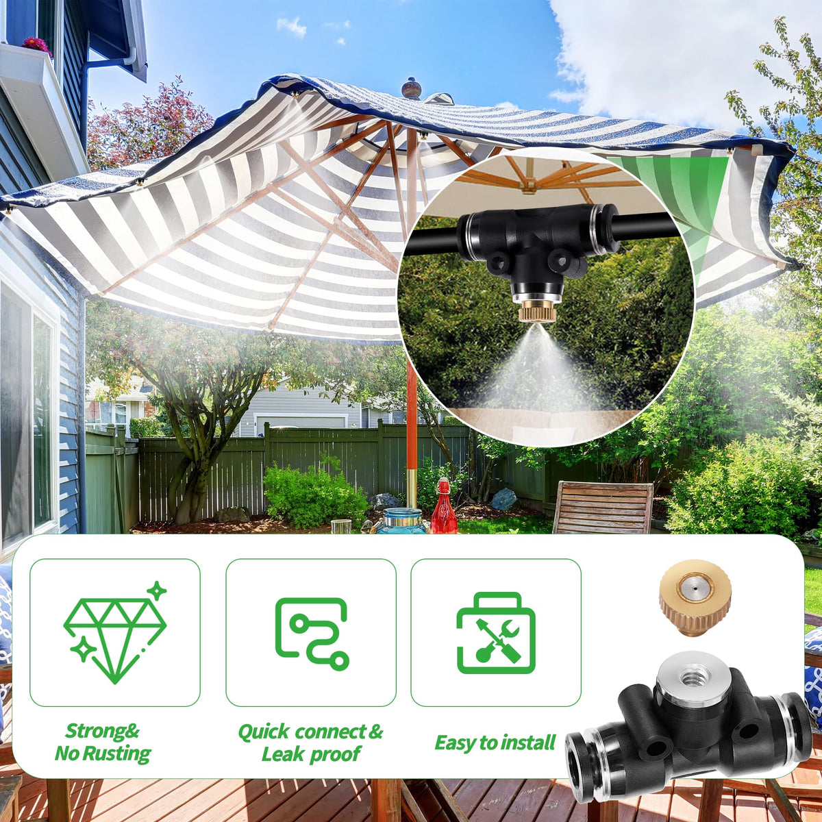 NFAMRZCAR outdoor cooling misting near shade sail for comfort
