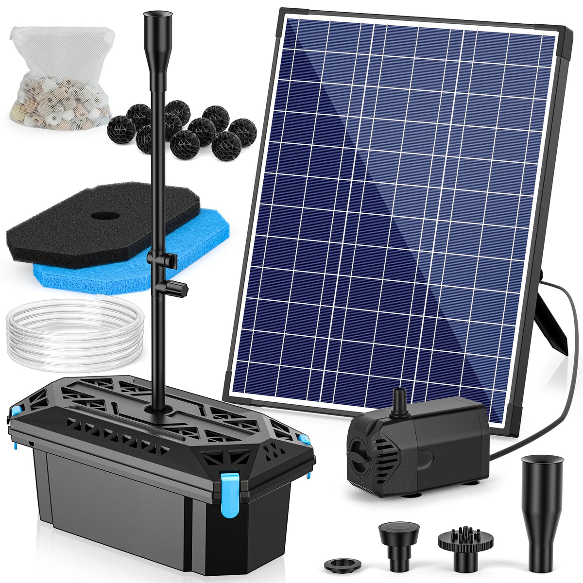 NFESOLAR pond filter with solar panel provides eco-friendly, sun-powered filtration.