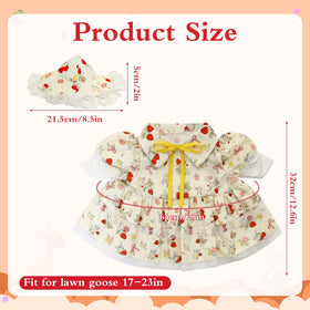 Ngdhkd cement statue goose skirt with strawberry pattern adds playful charm.