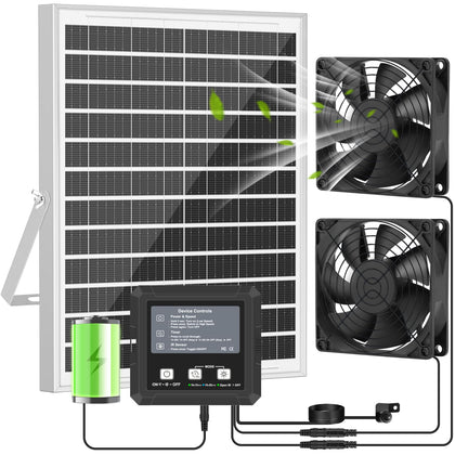 NHZOTUD solar exhaust fan with battery powering night ventilation and airflow