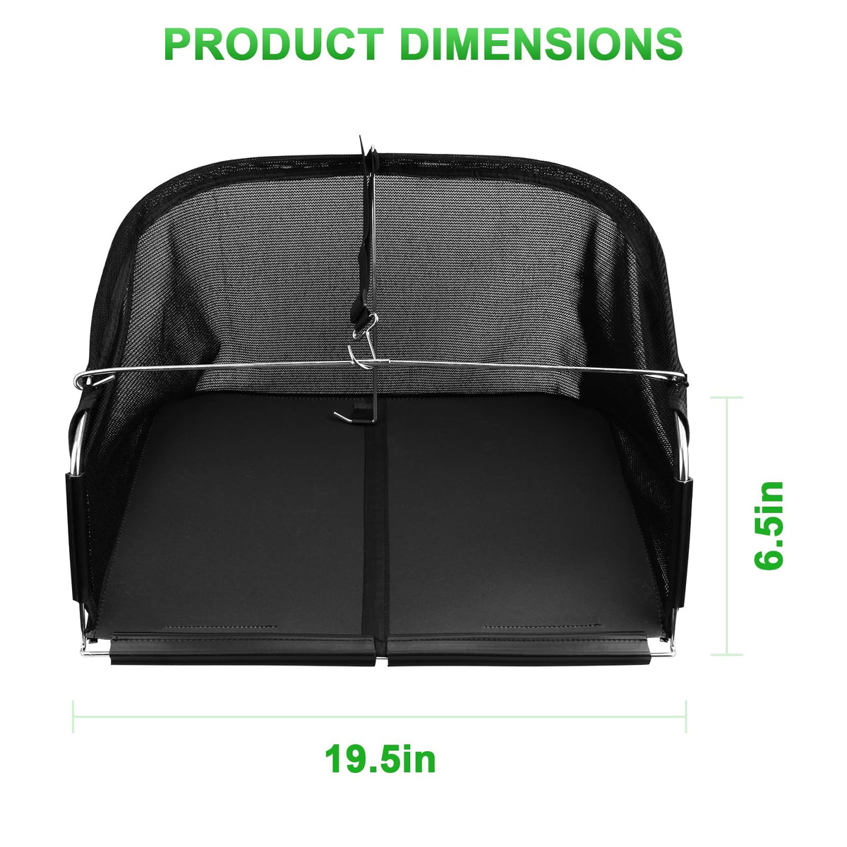 Niahm 20in grass catcher side view demonstrates wide debris intake for faster mowing