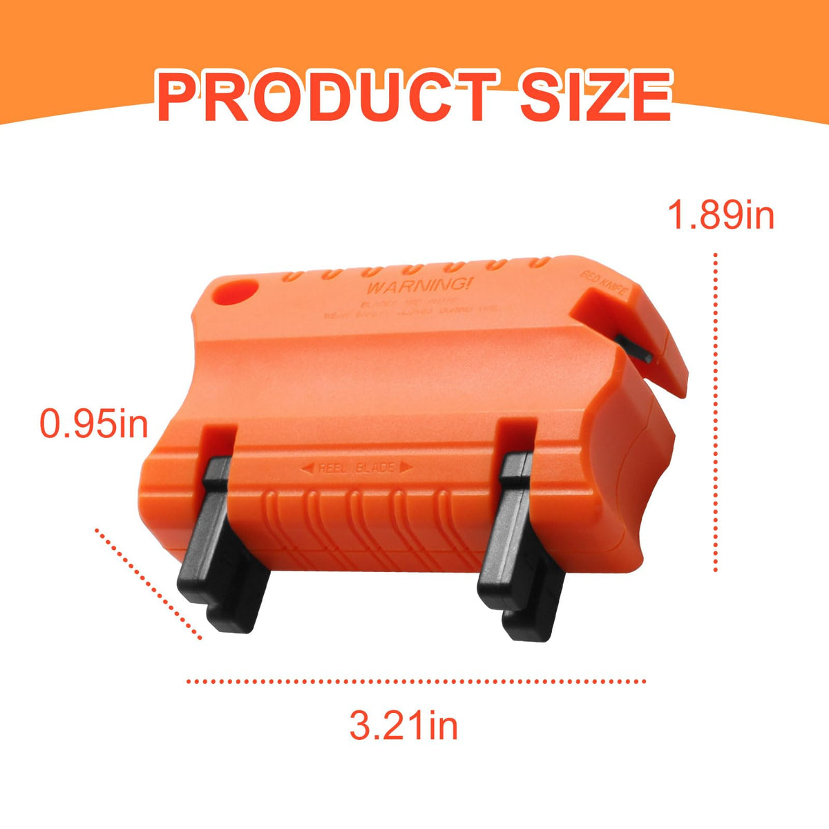 Niahm reel mower sharpener with orange plastic housing enables quick maintenance sessions.