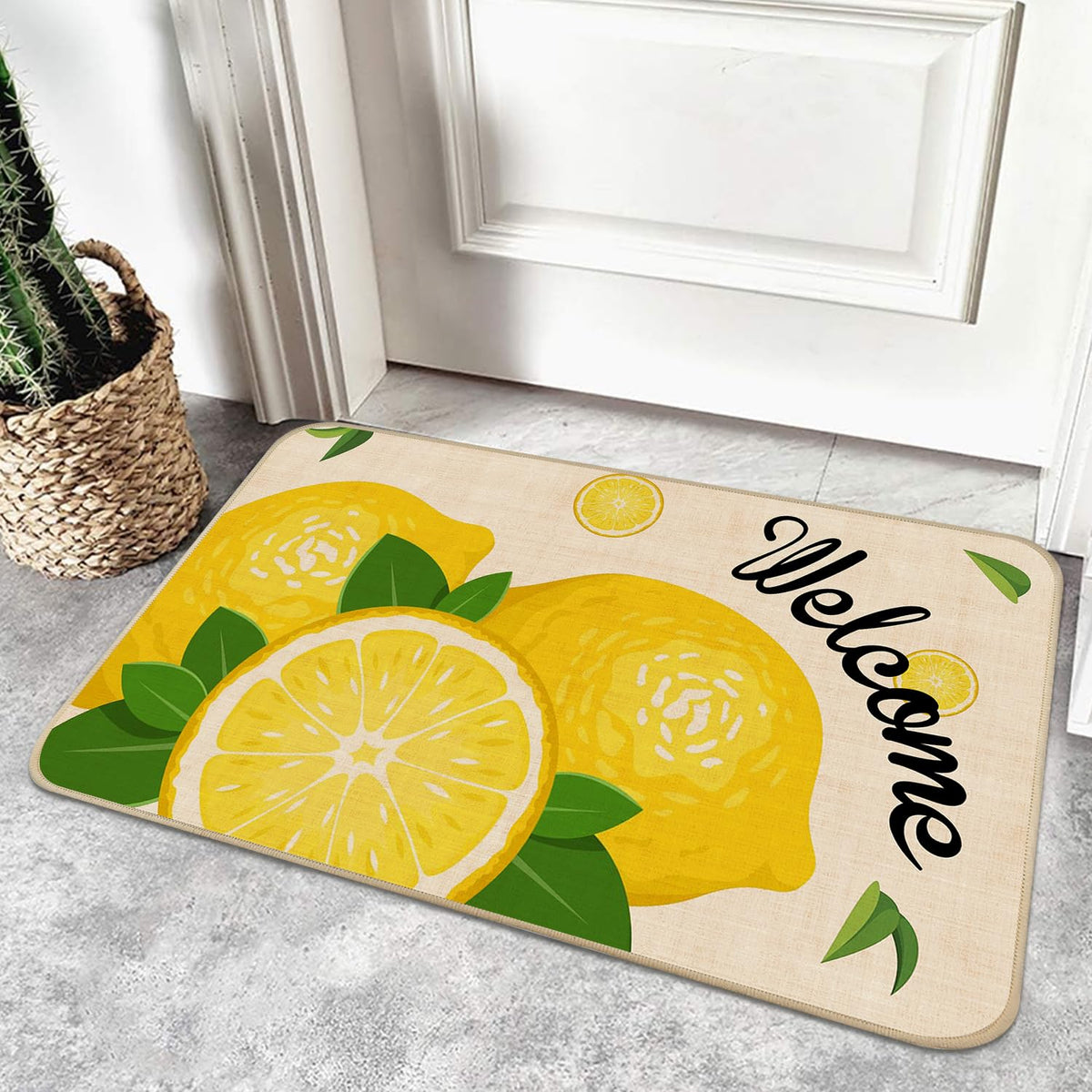 Nialnant lemon doormat resists fading after cleaning and use