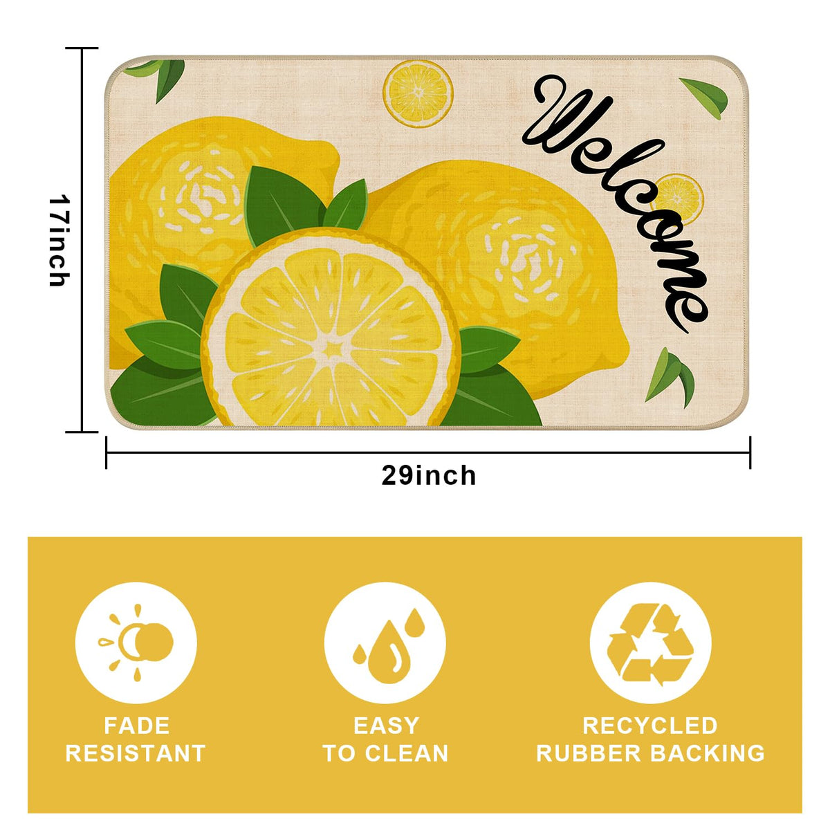Nialnant lemon doormat low profile design fits under most doors