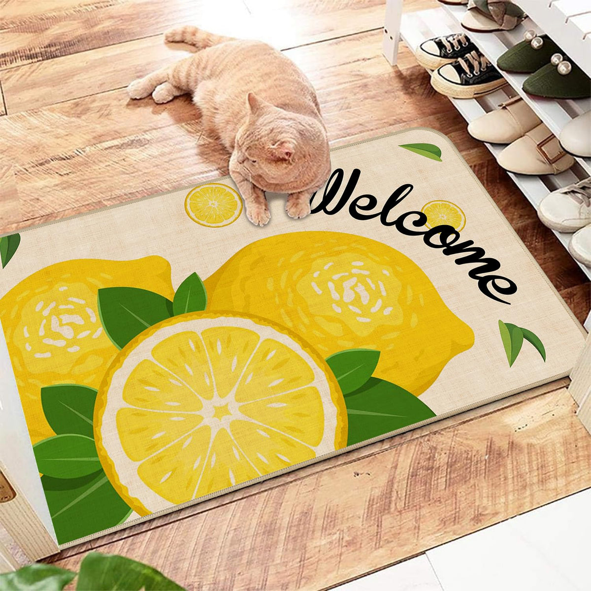 Nialnant lemon doormat rubber backing keeps mat in place on busy entryways