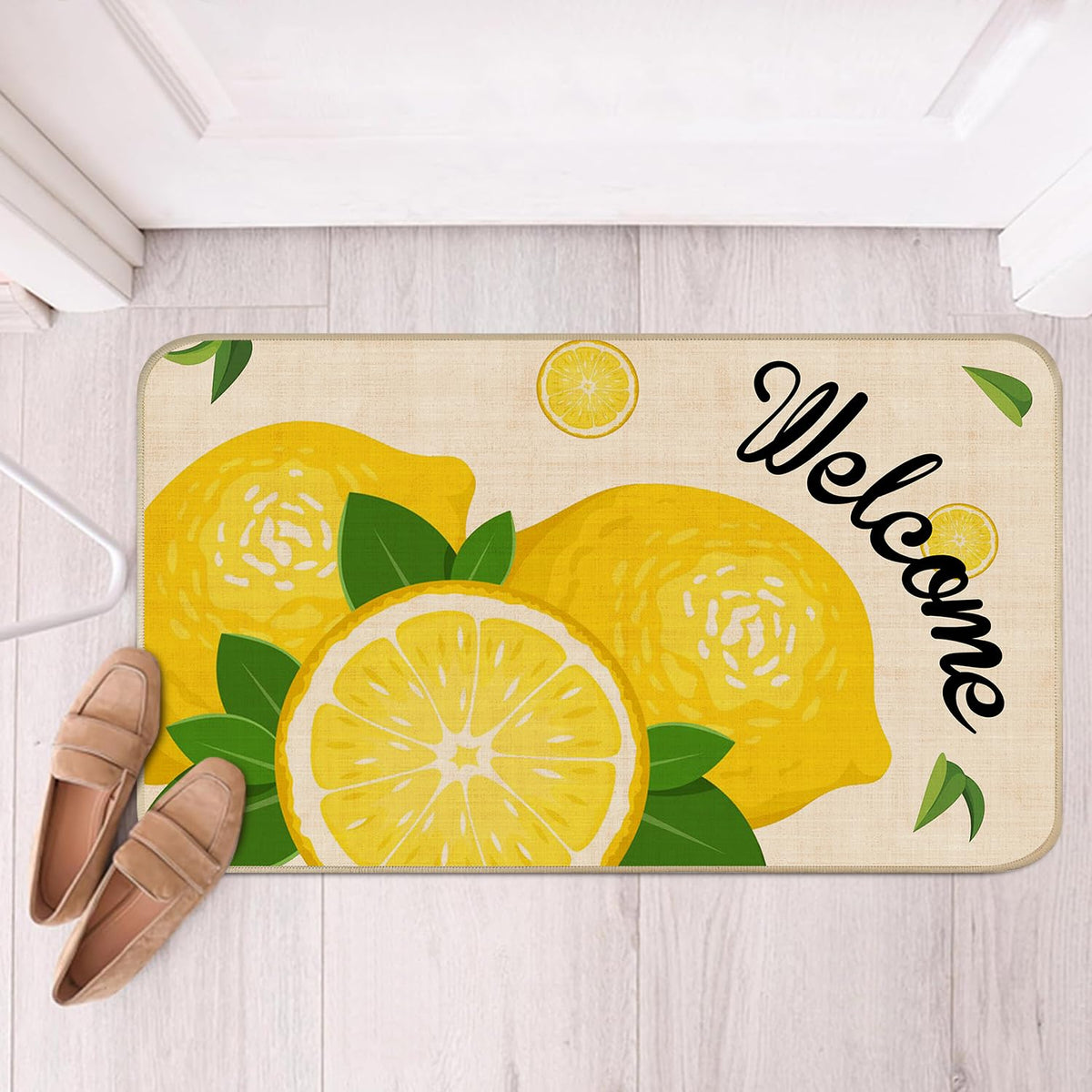 Nialnant lemon entrance rug suits indoor layering with other decor