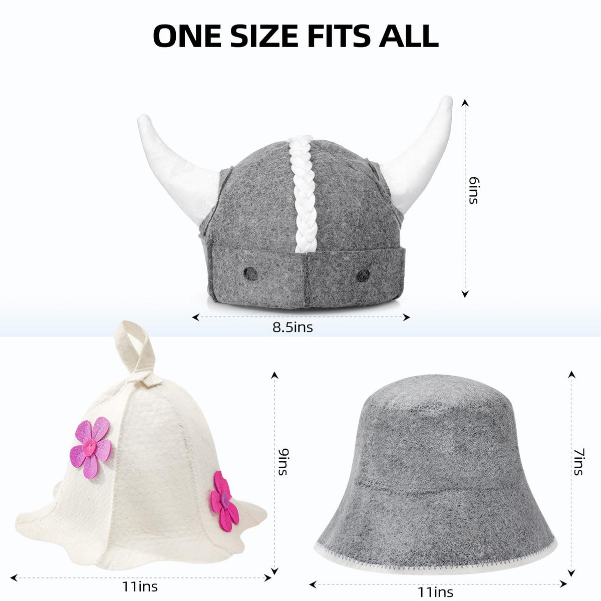 Nicalas grey wool sauna cap provides unisex comfort and warmth.