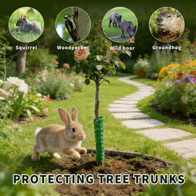 Nice Buddy lawnmower protection guard installed in a yard