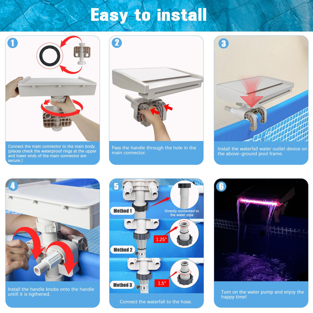 NICENICY power options let you run the fountain with a filter pump or tap.
