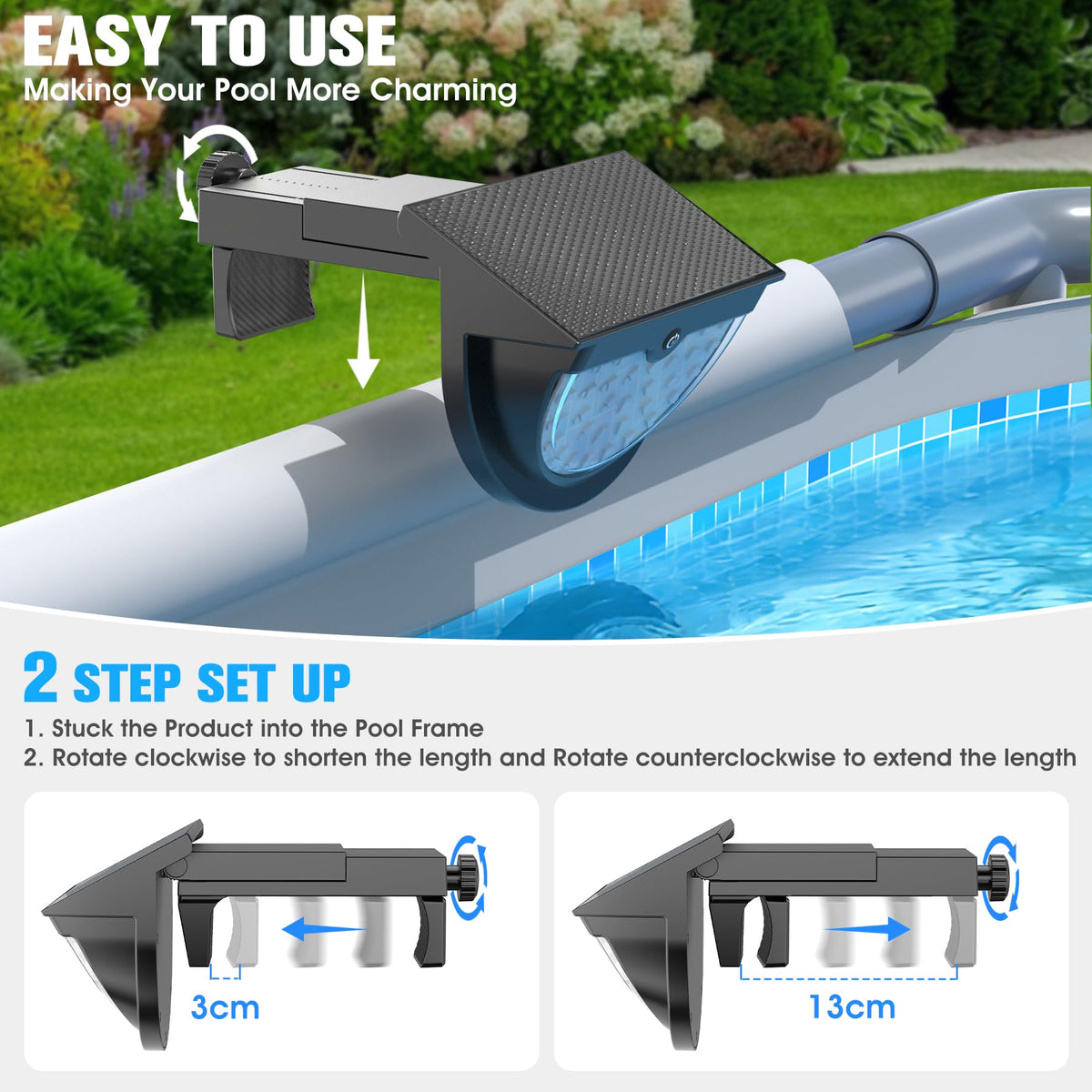 Niceput pool light modes include strobe for parties